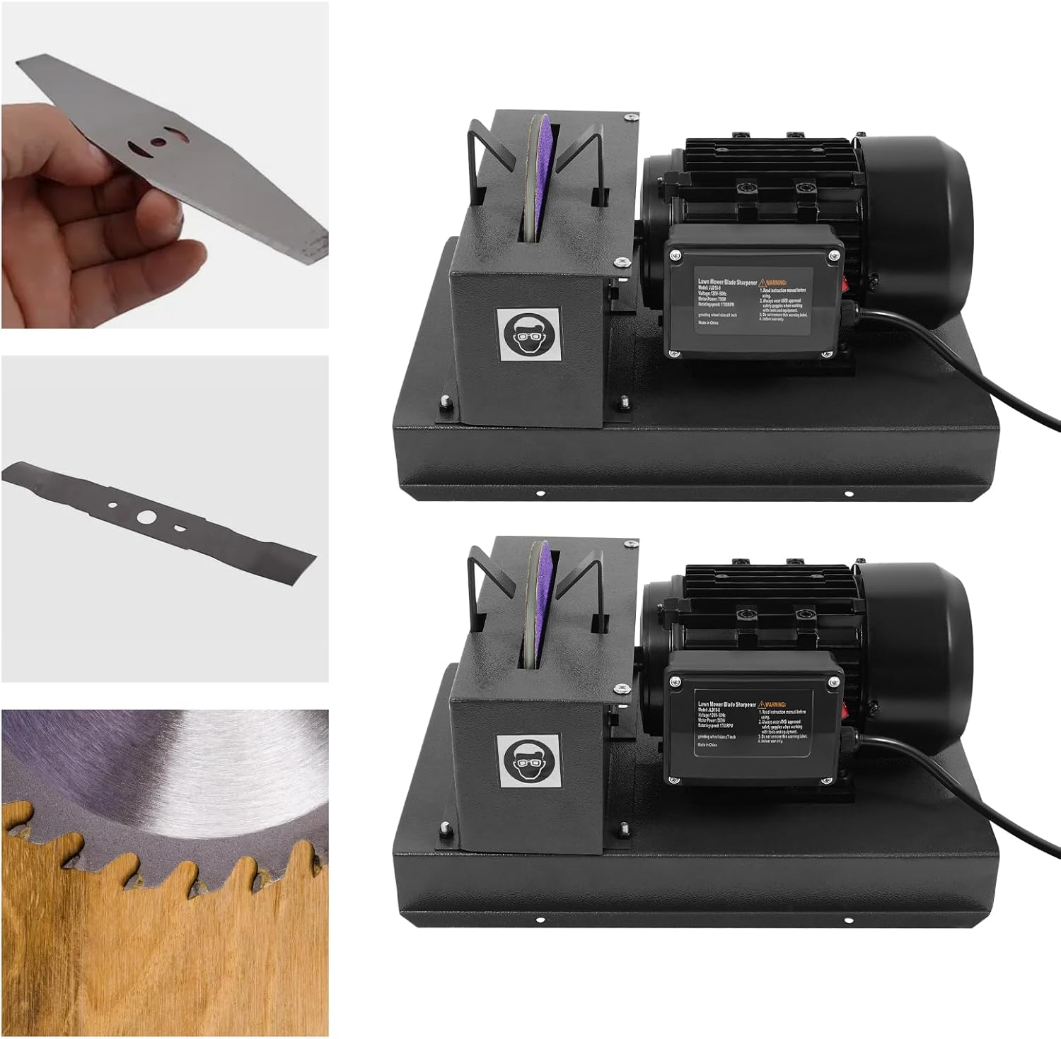 Bacocoo Lawn Mower Blade Sharpener, 1HP 750W Lawn Mower Blade Grinder with 9-inch Ceramic Wheel, Sharpens High/Low Lift, Gator & Flat Blades.