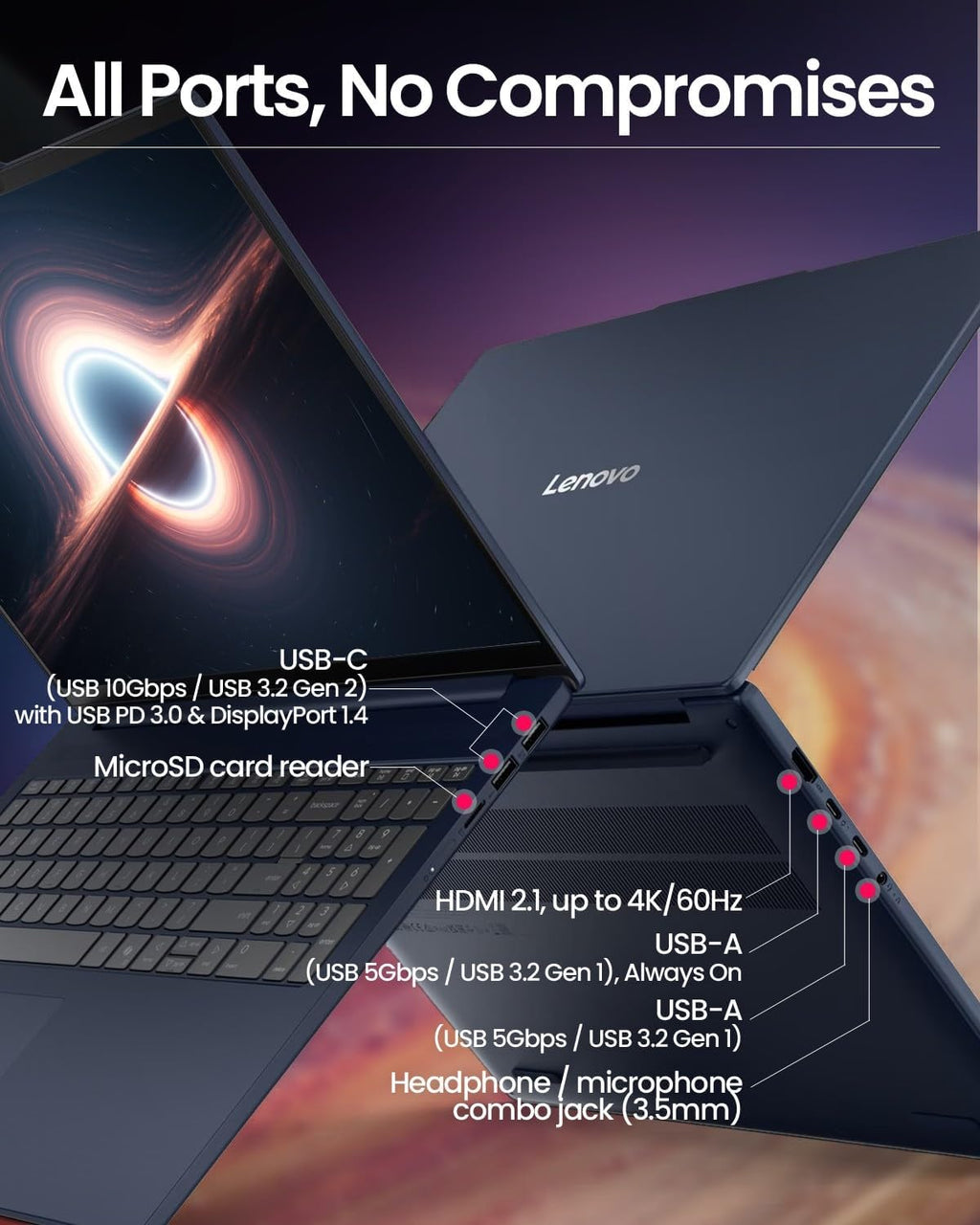 Lenovo IdeaPad Copilot+ Business Laptop - 16' FHD+ Touchscreen - AMD Ryzen AI 7 350(Beat Core 7 150U) - 50 TOPS NPU - Facial Login IR Cam - Backlit KB -Win 11 Pro-Redragon Bundle (32GB DDR5 | 2TB SSD)