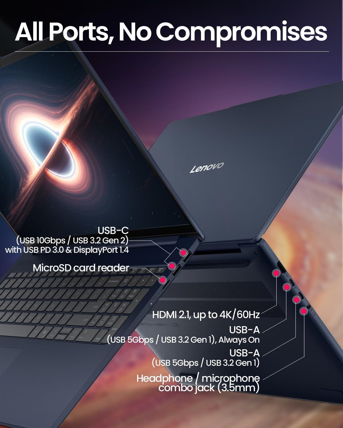 Lenovo IdeaPad Copilot+ Business Laptop - 16' FHD+ Touchscreen - AMD Ryzen AI 7 350(Beat Core 7 150U) - 50 TOPS NPU - Facial Login IR Cam - Backlit KB -Win 11 Pro-Redragon Bundle (32GB DDR5 | 2TB SSD)