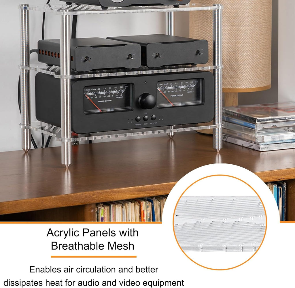 3-Tier AV Media Stand Corner Shelf Multifunctional Entertainment Center, AV Equipment Cabinet Display Stand, Audio Storage Rack for Living Gaming Room