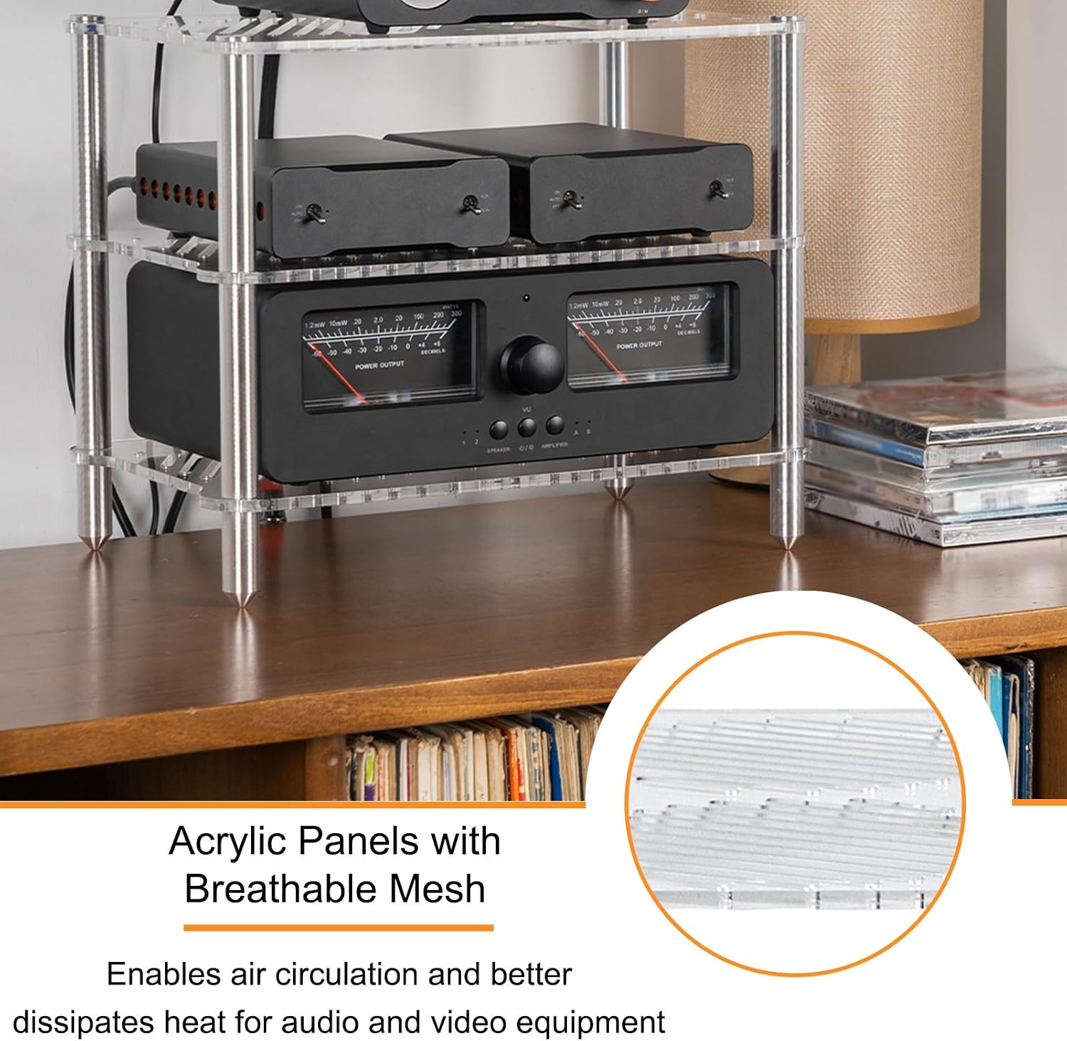 3-Tier AV Media Stand Corner Shelf Multifunctional Entertainment Center, AV Equipment Cabinet Display Stand, Audio Storage Rack for Living Gaming Room