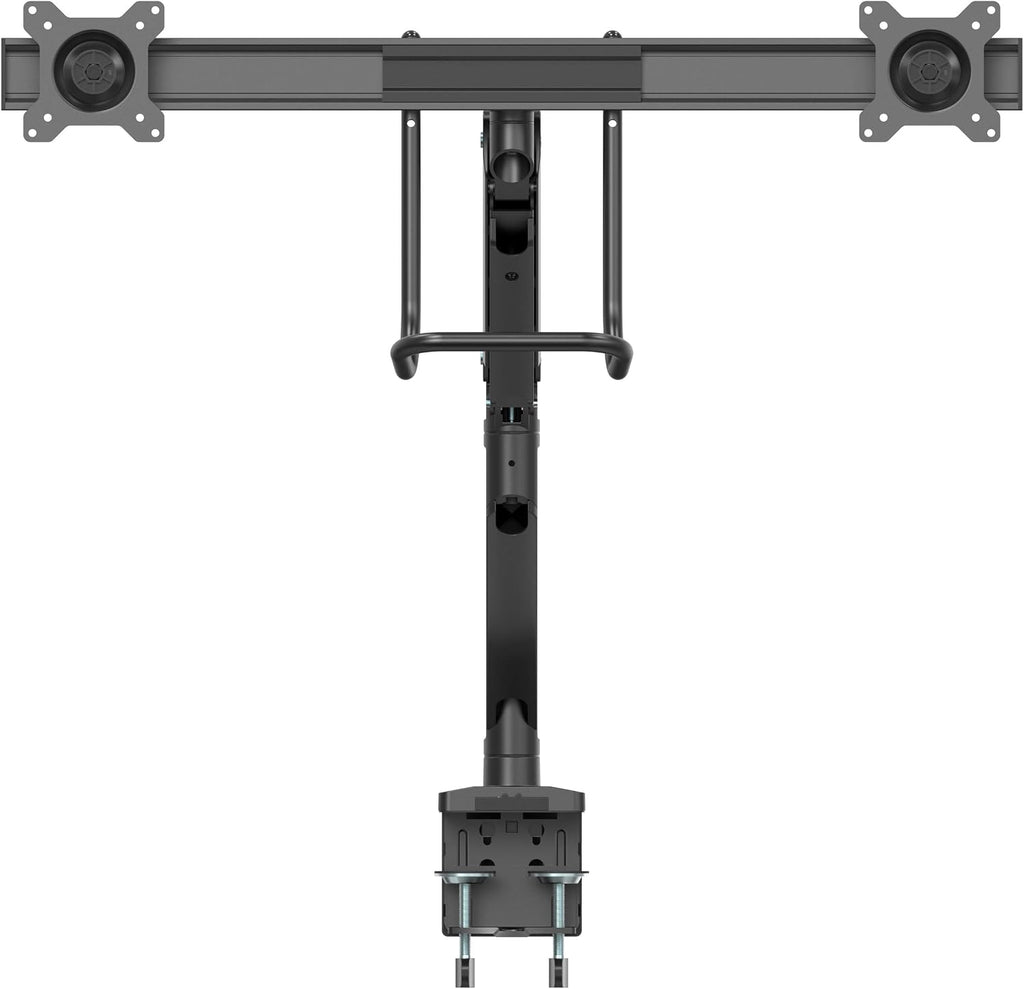 StarTech.com Desk Mount Dual Monitor Arm - Ergonomic Monitor VESA Mount 32' (17.6lb/8kg) Displays - Crossbar Handle for Synchronized Full Motion - Height Adjustable - C-Clamp/Grommet (ARMSLMBARDUO)