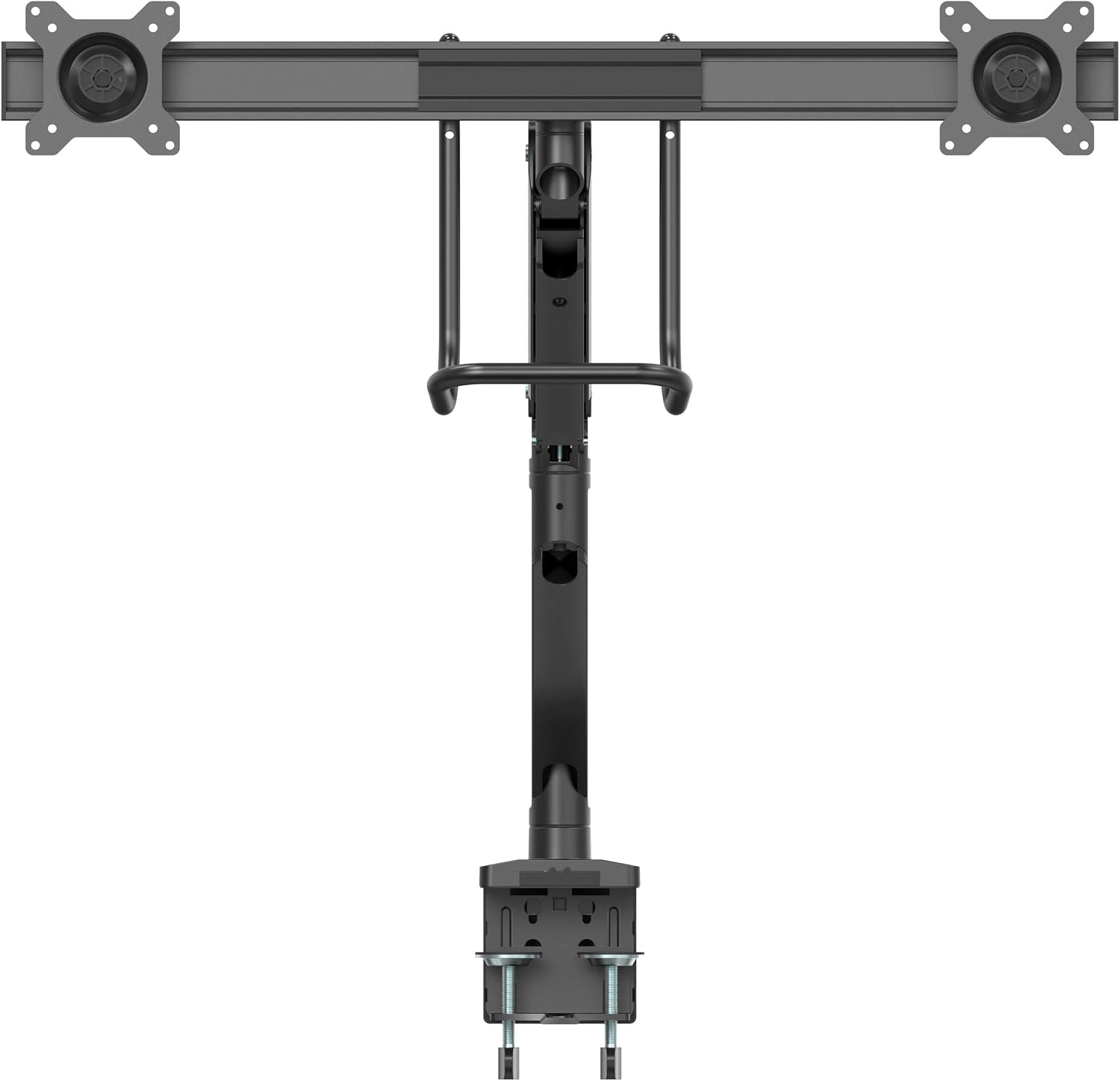 StarTech.com Desk Mount Dual Monitor Arm - Ergonomic Monitor VESA Mount 32' (17.6lb/8kg) Displays - Crossbar Handle for Synchronized Full Motion - Height Adjustable - C-Clamp/Grommet (ARMSLMBARDUO)