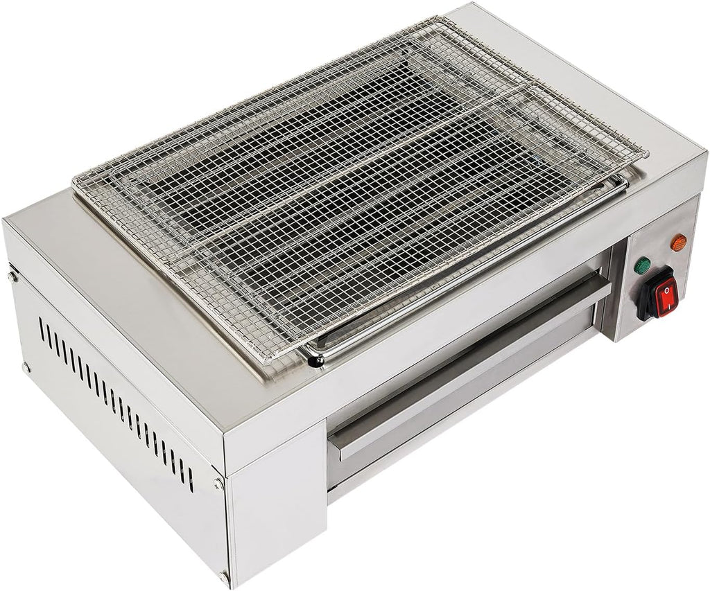 1500W Electric Indoor Searing Grill Commercial Korean BBQ Grill with Removable Grill Mesh & 5 Heating Tubes Barbecue Clip, Indicator Light for Cafe Restaurant Party Buffet(32-446 ° F)