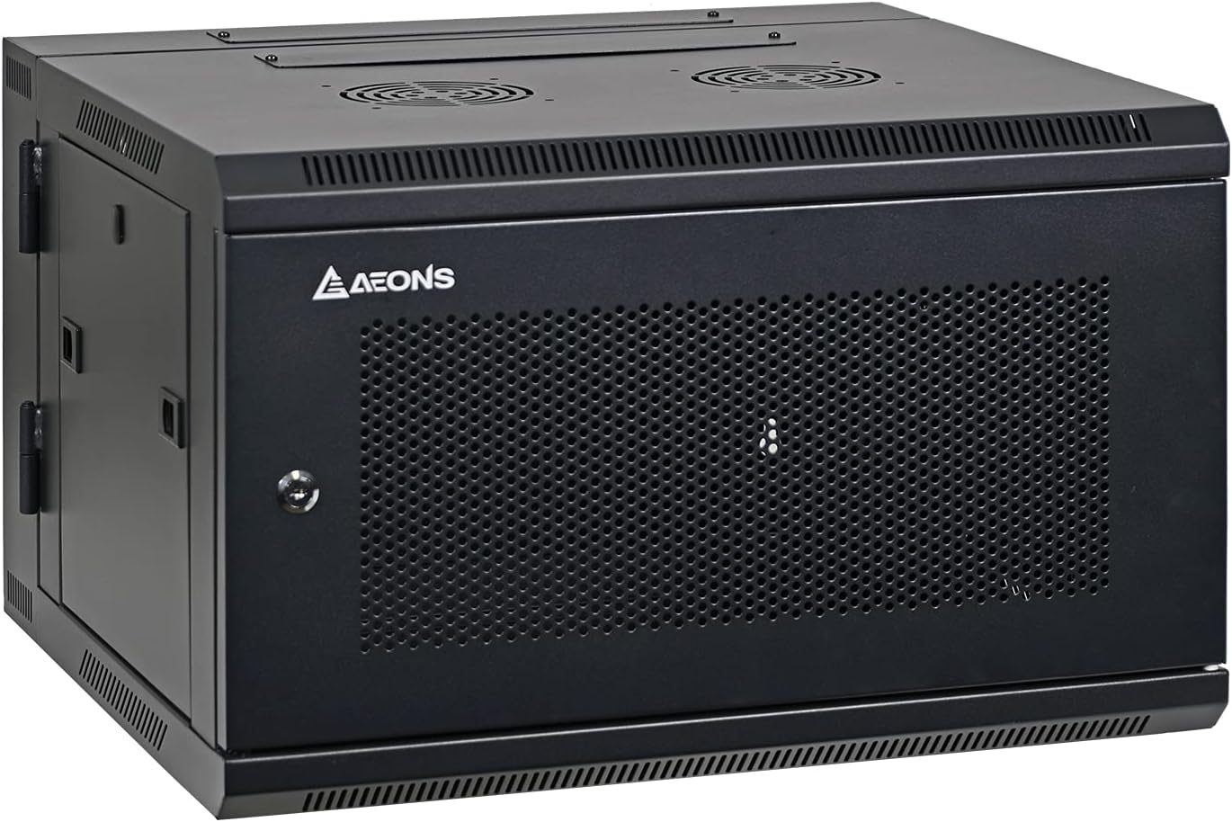 AEONS 6U Professional Wall Mount IT Cabinet Enclosure Double Section Hinged Swing Out 19-Inch Server Network Rack with Vented Door 22-Inches Deep Black (Fully Assembled)