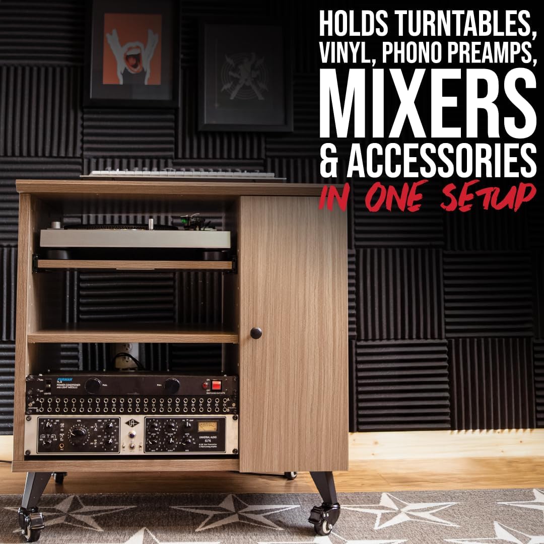 Gator Frameworks Elite Furniture Series Sidecar Cabinet with with Configurable Rack Space & Shelving Natural Maple Finish, (GFW-ELITESIDECAR-MPL)