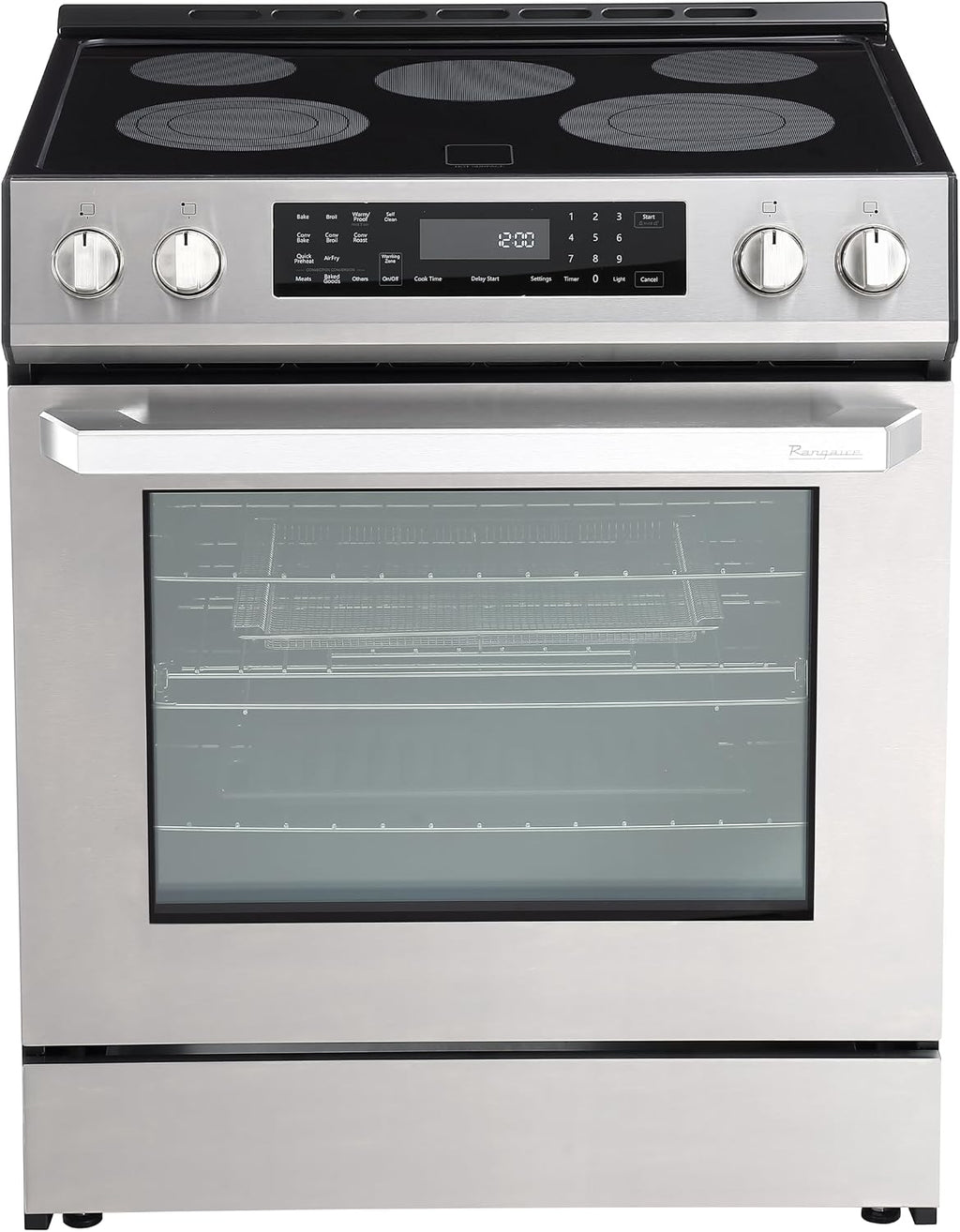 Rangaire RRE303GS 30' Glass Touch Electric Range Oven - Stainless Steel, Infrared Stove Burners, True Convection, Self Cleaning, Easy Reach Racks