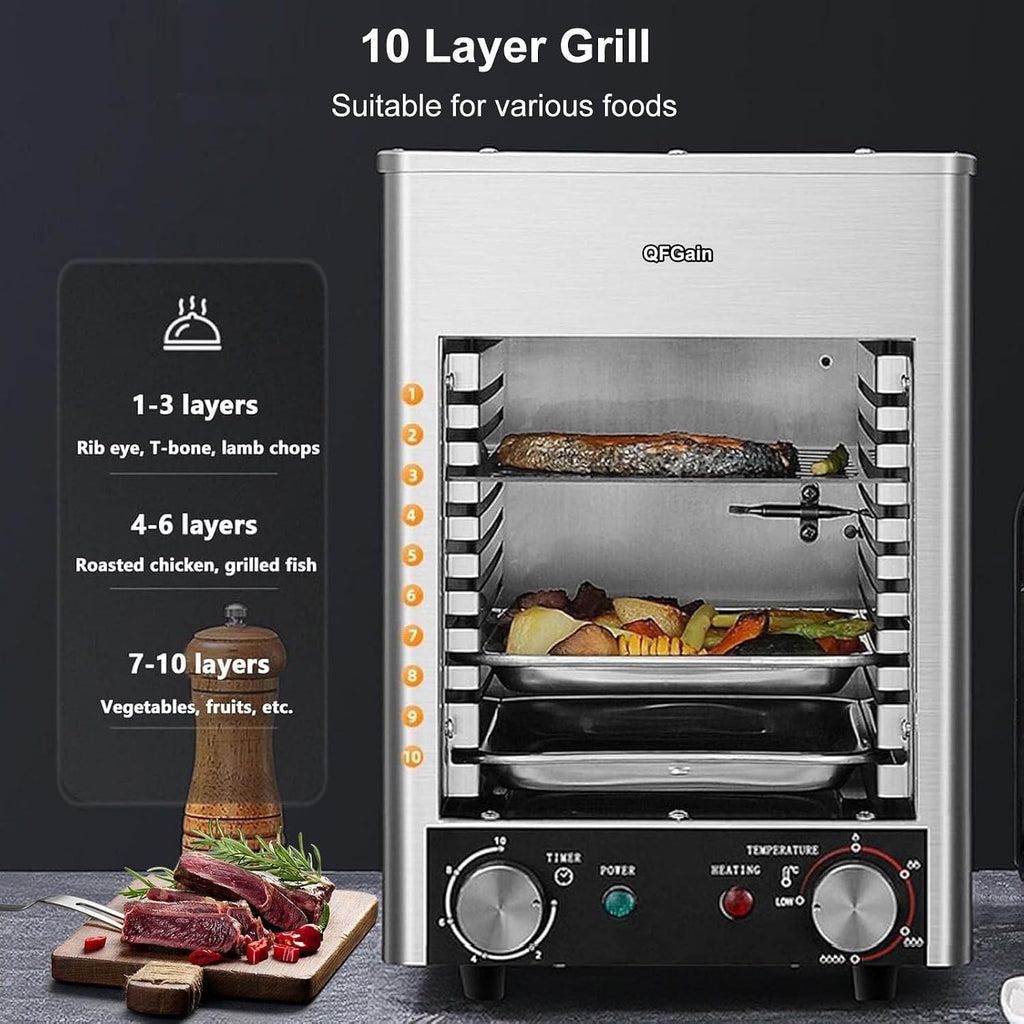 1700W Electric Steak Broiler, Indoor Commercial Steak Grill, Automatic Steak Smoker Broiler, Toaster Oven Microwave Combo, Air Fryer Oven, Time Temp Adjust-220