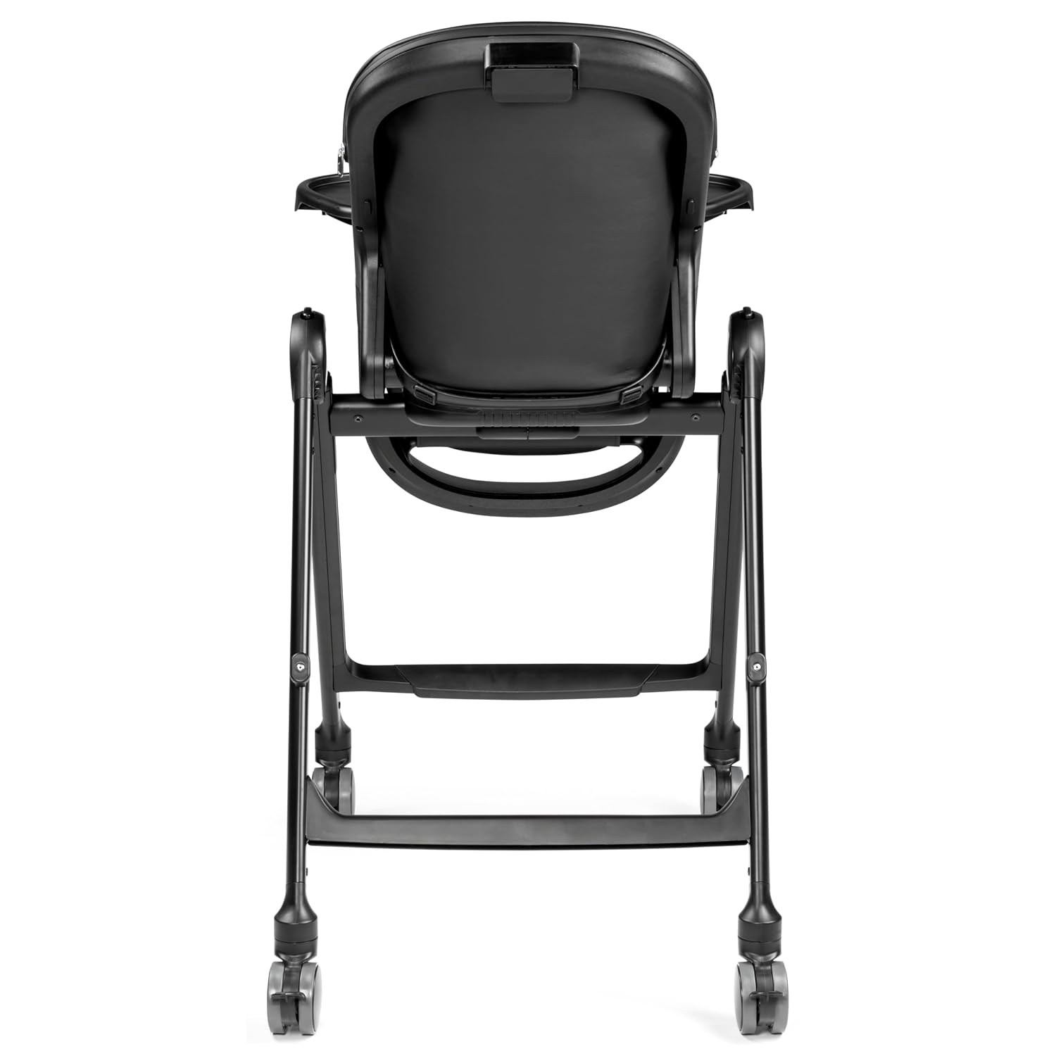Peg Perego Living, Grow with Baby Folding High Chair & Recliner, Height Adjustable, Quick Clean & Easy Push Wheels for Babies & Toddlers, Made in Italy, True Black