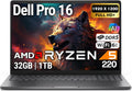Dell Pro 16 FHD 16' Display Business Laptop, AMD Ryzen 5 220, 32GB DDR5 RAM, 1TB SSD PCIe, Backlit Keyboard, WiFi 6E + BT, RJ-45, HDMI, AI PC, HD Webcam, Windows 11 Pro - Magnetite Black