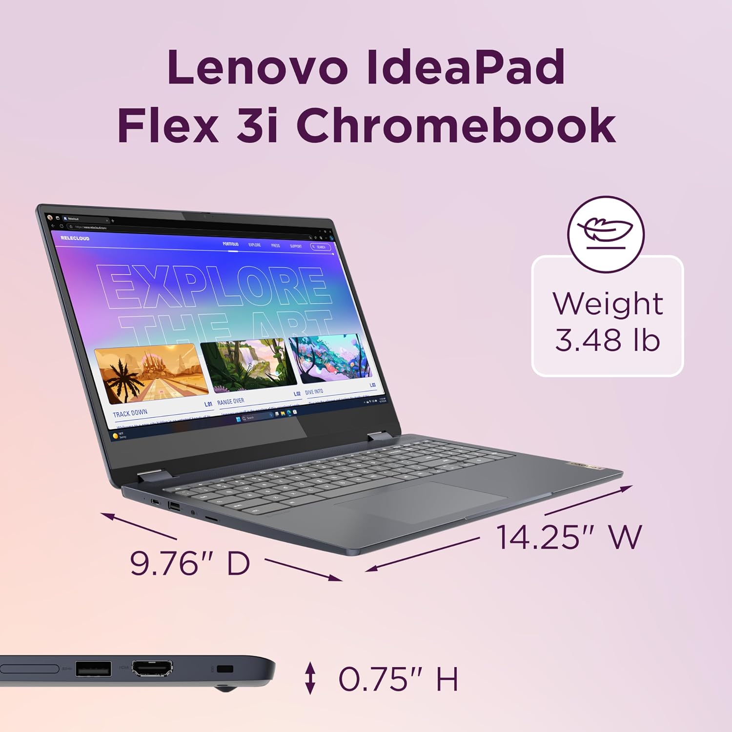 Lenovo IdeaPad Flex 3i Chromebook Laptop, Intel® UHD Graphics, 15.6' FHD Display, Intel Pentium N6000, 8GB RAM, 128GB SSD, 1920x1080 px, Touchscreen, Chrome OS, Abyss Blue