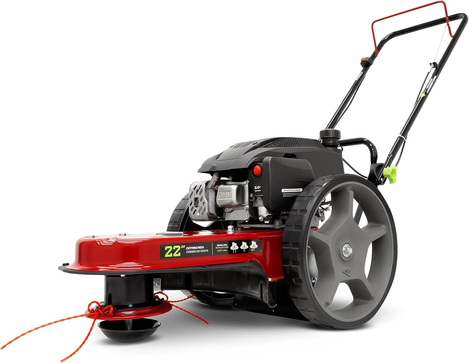 Earthquake Walk Behind String Mower With 160cc Viper 4-Cycle Engine, 22' Cutting Diameter, 14' Never-Go-Flat Wheels, Easy Assembly, Adjustable Handlebar, Model # 40314