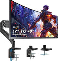 AVLT Single 17'-49' Super Ultrawide Monitor Arm Desk Mount for Screens up to 50 lbs, Premium Aluminum Stand, Adjustable Pneumatic Height, Full Motion Swivel Tilt Rotation, USB 3.0 & AUX Ports, Black