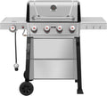 Feasto Propane Gas Grill, 36,000 BTU Outdoor Patio BBQ, Porcelain-Enameled Cookbox & Porcelain-Enameled Cast-Iron Grates, 559 Sq. In., Black (Black, 4) (Stainless Steel)