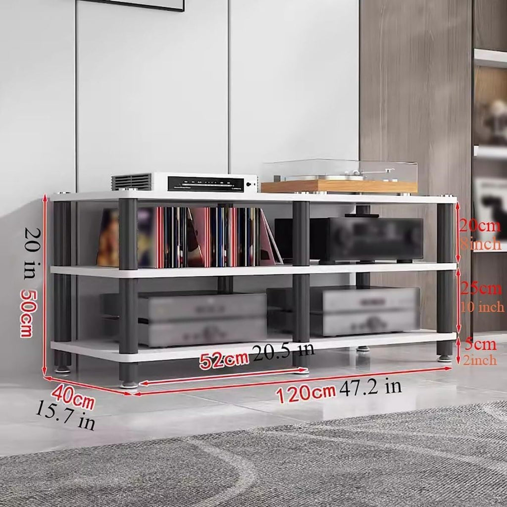 Audio Video Equipment Tower Rack, Stereo Cabinet, Turntable Receiver Stand, Home Office Media TV Component Storage Unit