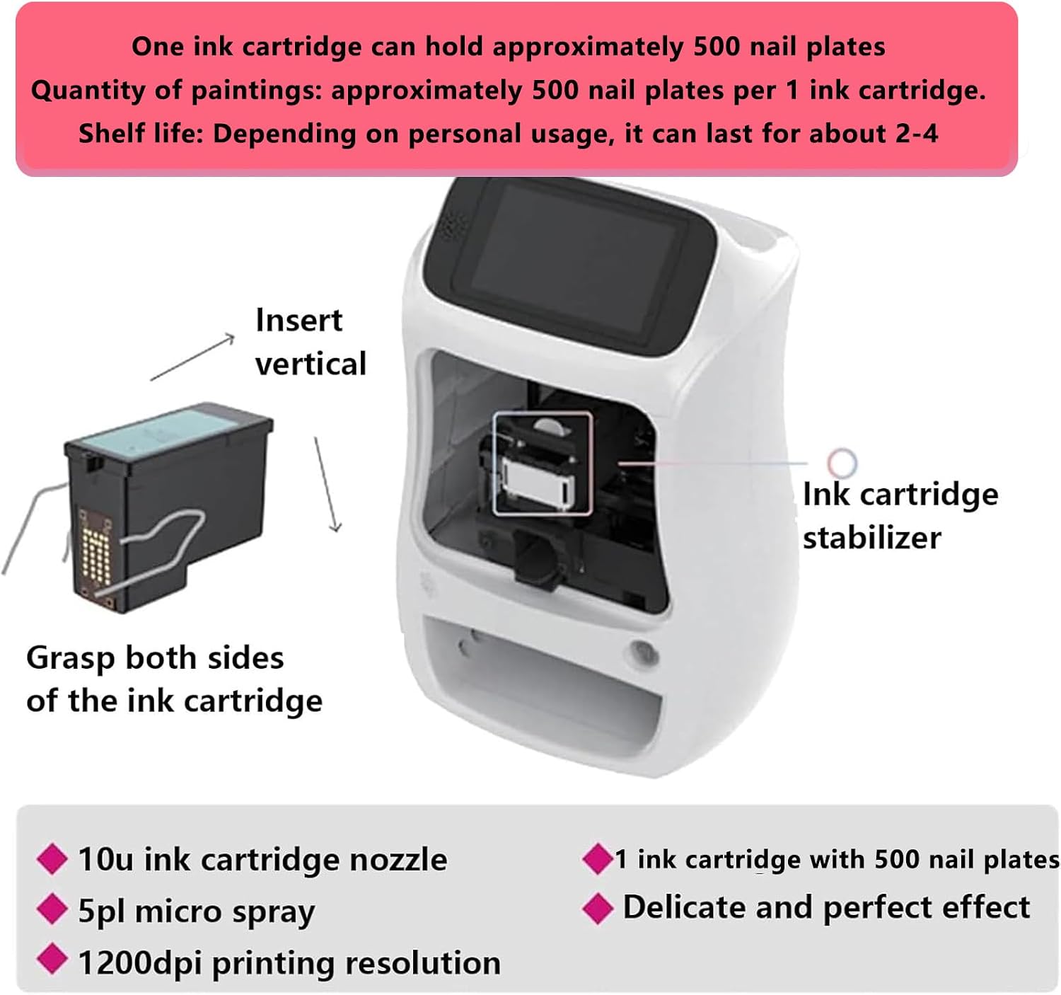 3D Smart Automatic Nail Printer Machine, Commercial Nail printerSupport WiFi/DIY, 10 Seconds Painting, for Kid/Nail Studio/Manicurist/Nail Lovers