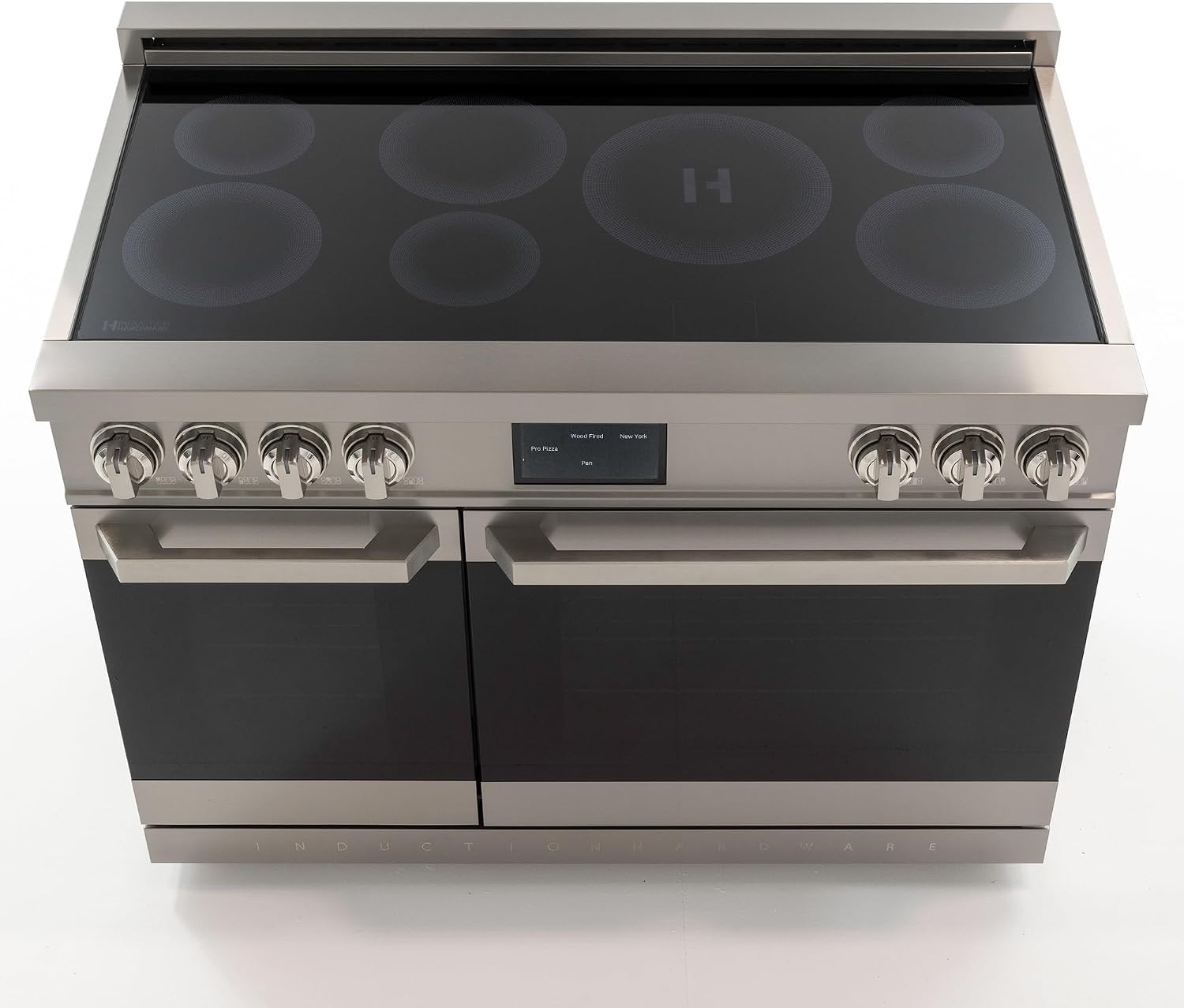 48 Inch Professional Induction Range with Double Convection Ovens, Air Fry, 7 Burner Electric Stove, Pizza Stone - Stainless Steel