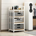 4-Tier DVD CD Player Stand - Wooden AV Media Cabinet with Stereo Rack for Home, Office & Theater - Audio Video Component Storage Solution