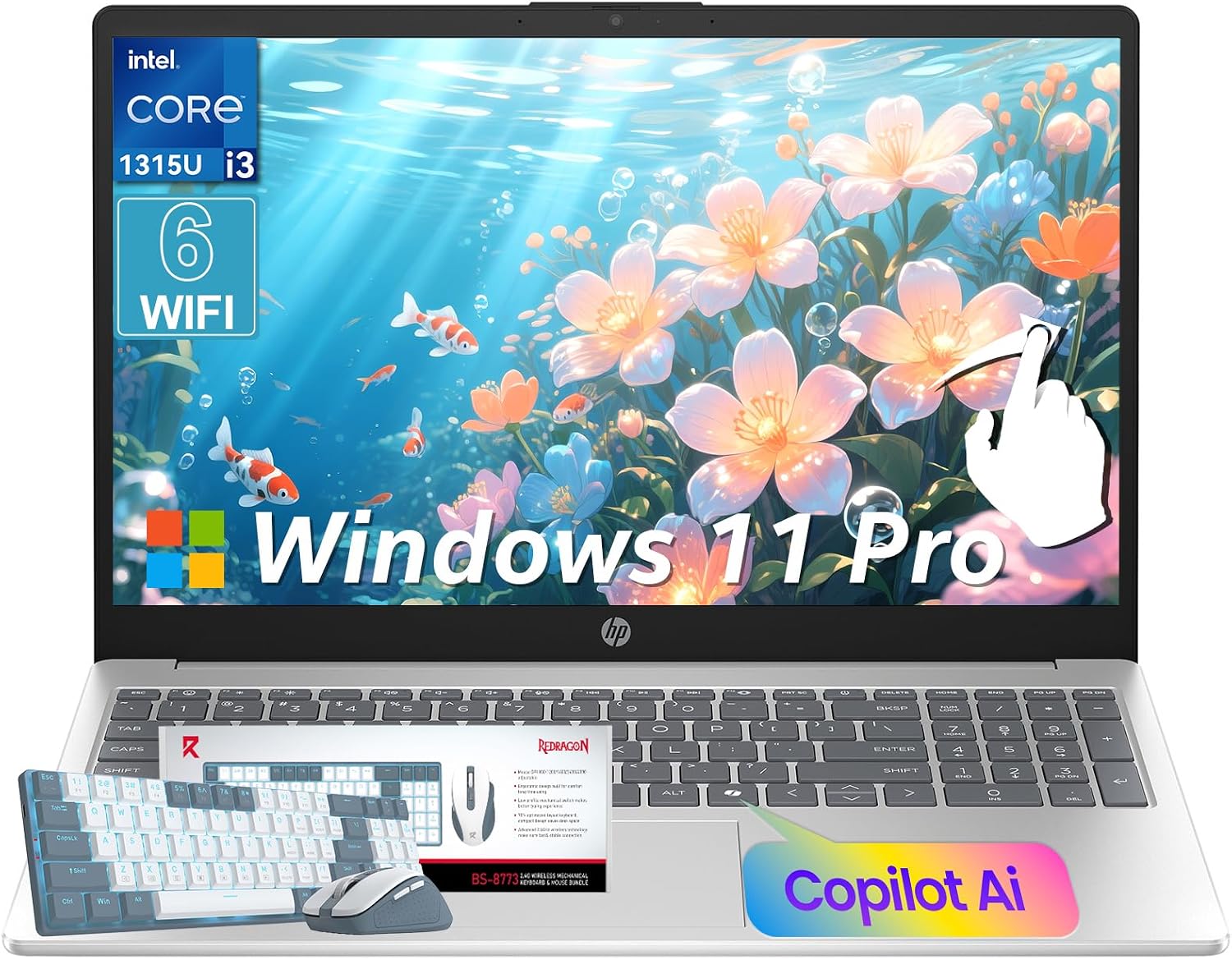 HP 2026 Touchscreen Laptop Computer for Student & Business, 32GB RAM 1TB SSD Windows 11 Pro, Intel Core i3-1315U (Up to 4.5GHz), 15.6' LED, Copilot AI, Numeric Keyboard, Type-c, Patented KB Kit