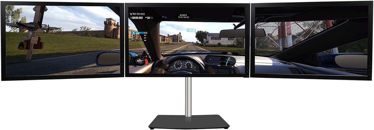 SIIG Premium Aluminum Triple Monitor Stand - 3 Monitors 13' to 27' Up To 17.6 lbs VESA 75 and 100 (CE-MT2111-S1)