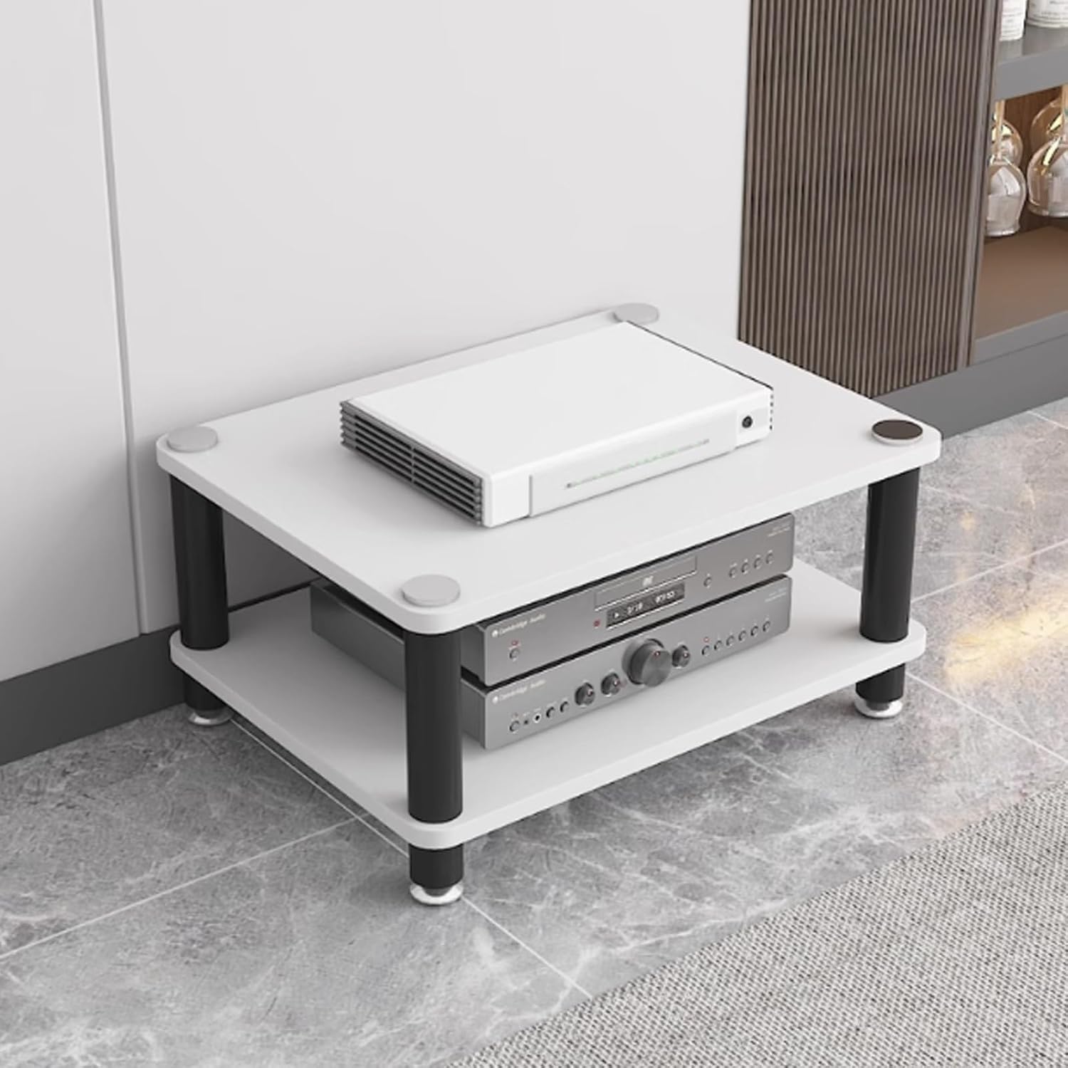 2/3/4 Tier Av Audio Rack Stereo Stand Audio Video Media Stand Record Player Stand CD Record Player Stereo Receiver AV Equipment Cabinet Display Rack Storage for Entertainment Stereo Component