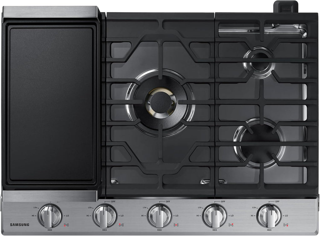 SAMSUNG 30' Built In Smart Gas Cooktop with 22K BTU Dual Power Burner, 5 Burners, Stainless Steel, NA30N7755TS/AA