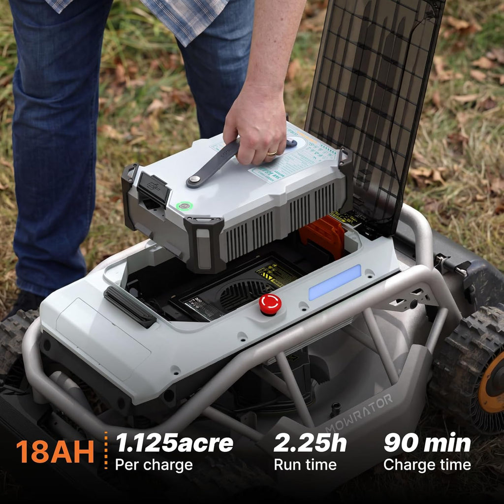 Mowrator S1 4WD 18Ah Remote Control Lawn Mower, All-Season Yard Care, 75% (37°) Slope Climbing, 21' Cutting Width, 1.5–4.3' Adjustable Cutting Height, Up to 1.12 Acres