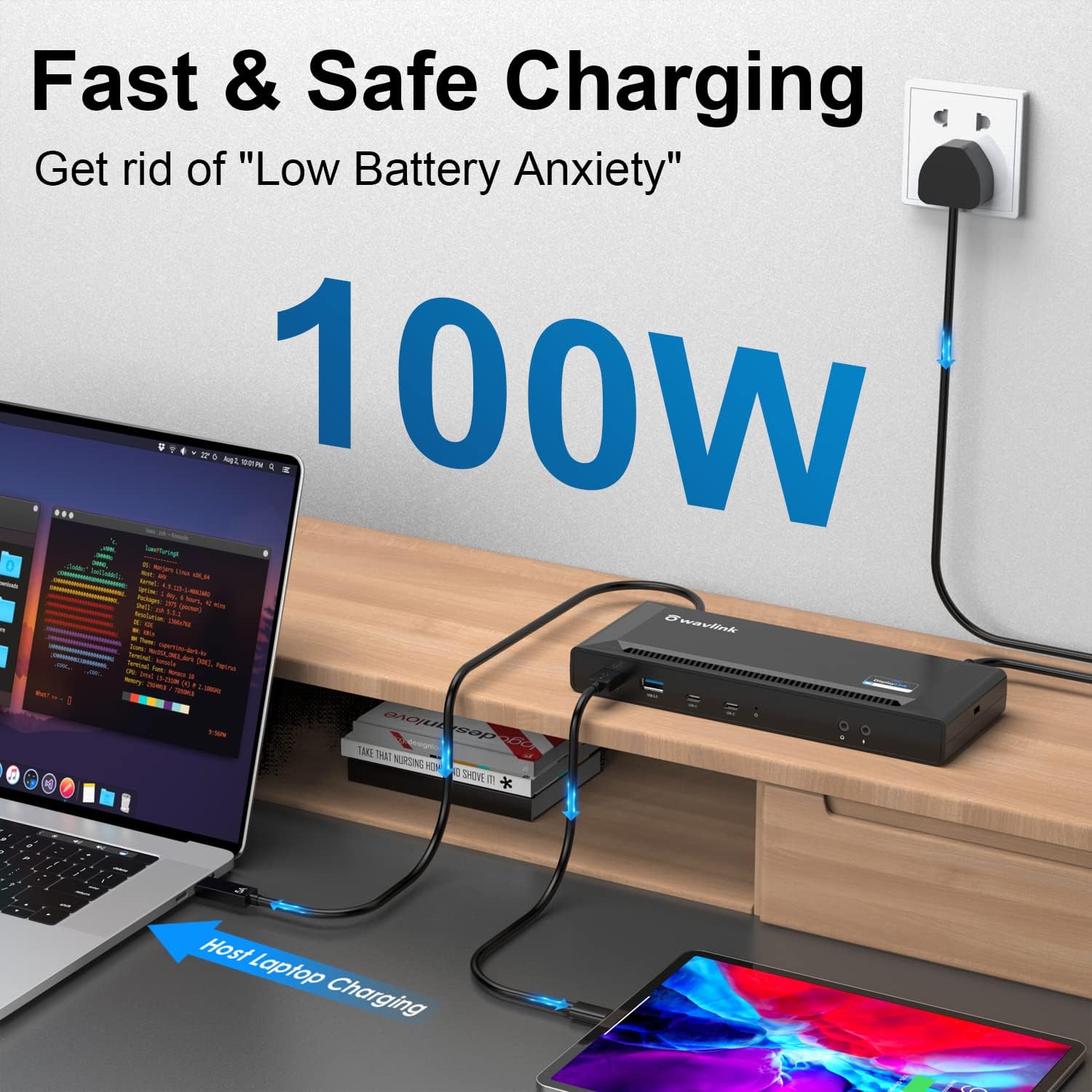 WAVLINK 4K Universal USB C Docking Station Dual Monitors, Displaylink Dock, 100W PD Charging for MacBook Neo/Air/Pro, Thunderbolt 4/3, USB-C Windows Mac, 2 DisplayPort & 2 HDMI, Ethernet, Audio