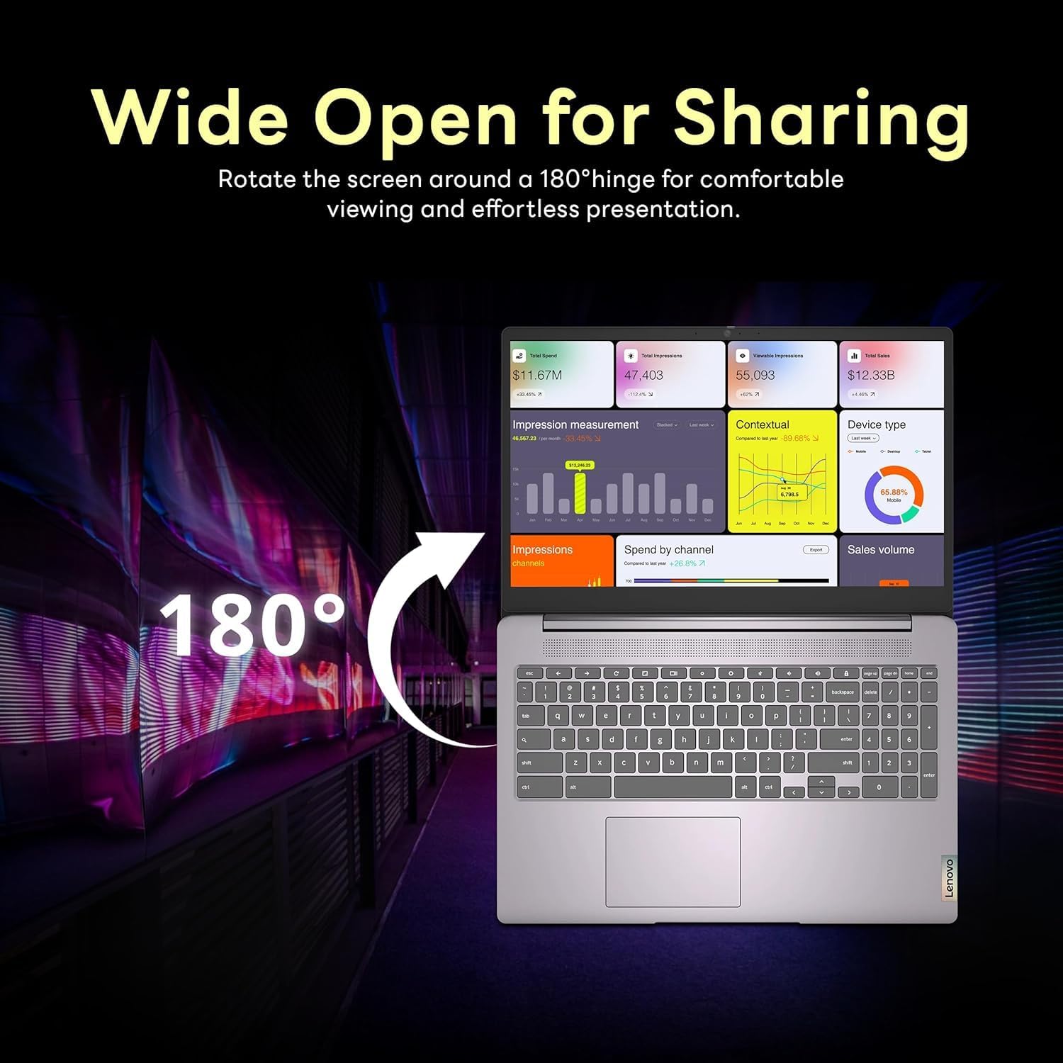 Lenovo IdeaPad 3i Chromebook Laptop 15.6 inch FHD Large Screen - 4GB RAM - 192GB Storage - Google Chromebook Kids School Student - HDMI - 2026 -Wi-Fi 6 - Long Battery Life