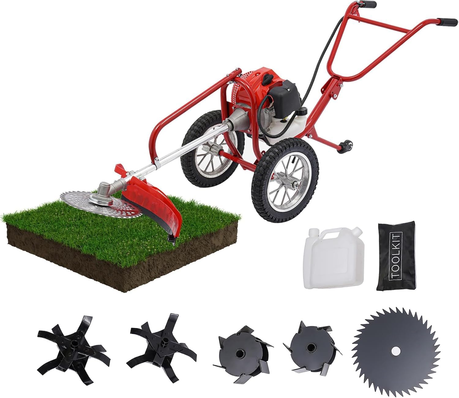 49CC 2-Stroke Gas Mower Grass Trimmer for Garden,Hand Push Weeding Machine Grass Cutter Garden Tool,Portable Multifunction Gas Brush Cutter String Trimmer for Yard
