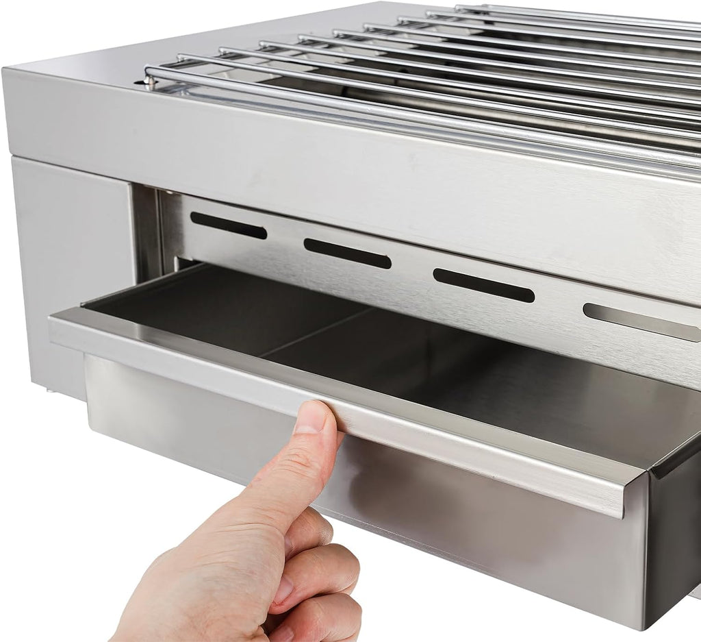 1500W Electric Indoor Searing Grill Commercial Korean BBQ Grill with Removable Grill Mesh & 5 Heating Tubes Barbecue Clip, Indicator Light for Cafe Restaurant Party Buffet(32-446 ° F)