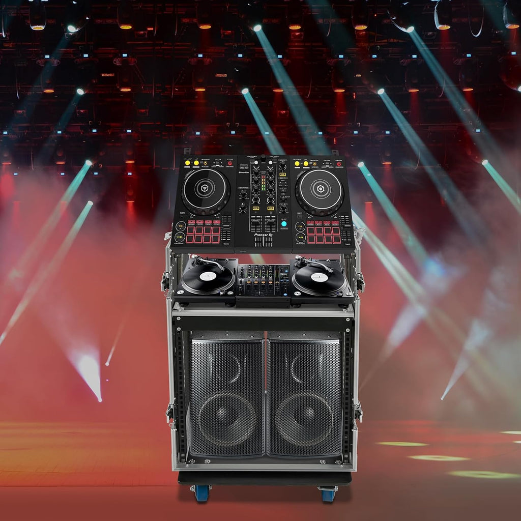 10U PA DJ Rack, 661LBS Recording Studio Racks Audio Equipment Cabinet, Mobile Stereo Rack with Lockable Wheels for Studio/Wedding (10U)