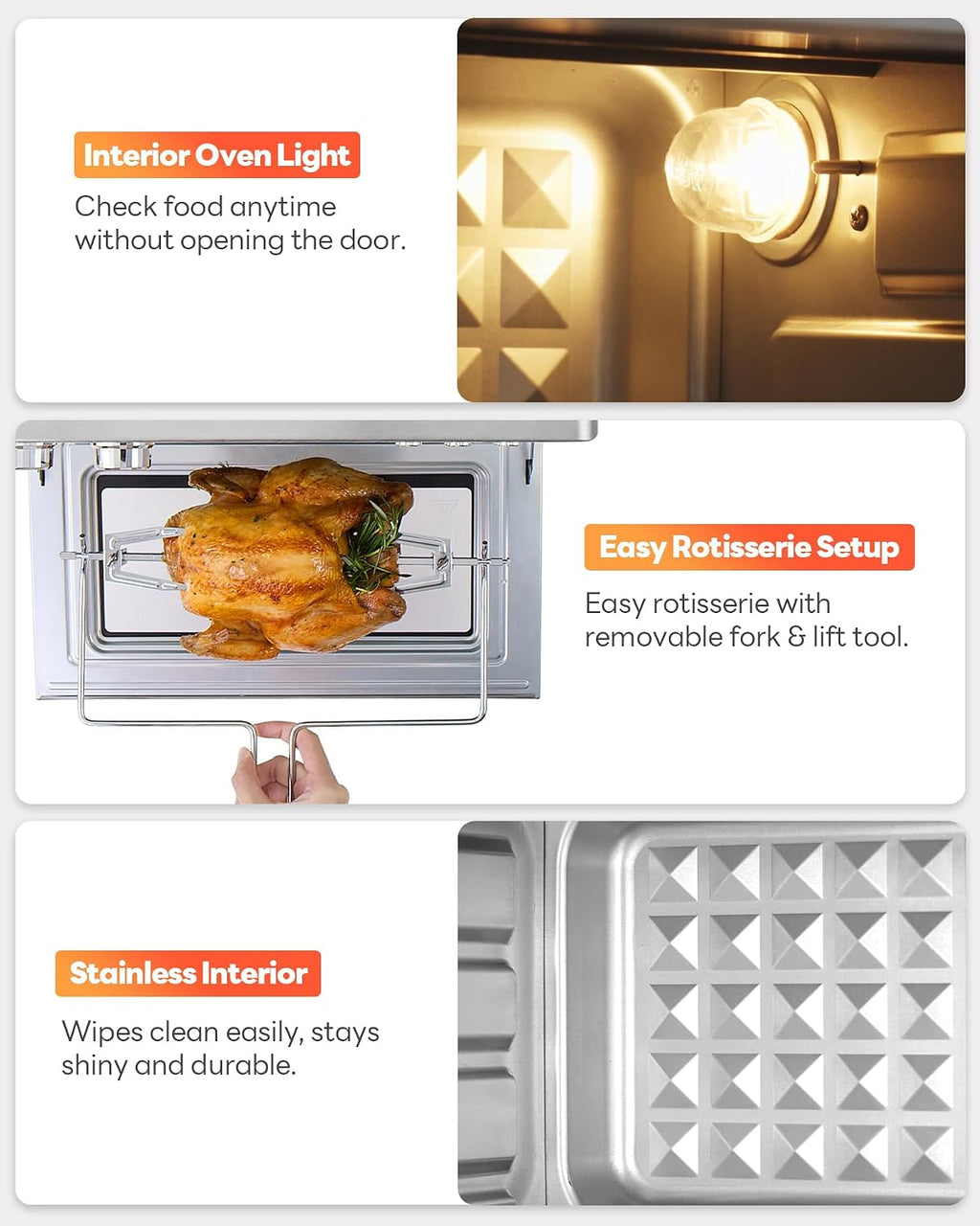 28QT Air Fryer Toaster Oven Combo, Large 12-in-1 Convection Countertop Oven with Next-Gen HeatWave Convection, 3-Layer Cooking, Rotisserie for Chicken, Fits 11' Pizza, Full Accessories, Glitter Black