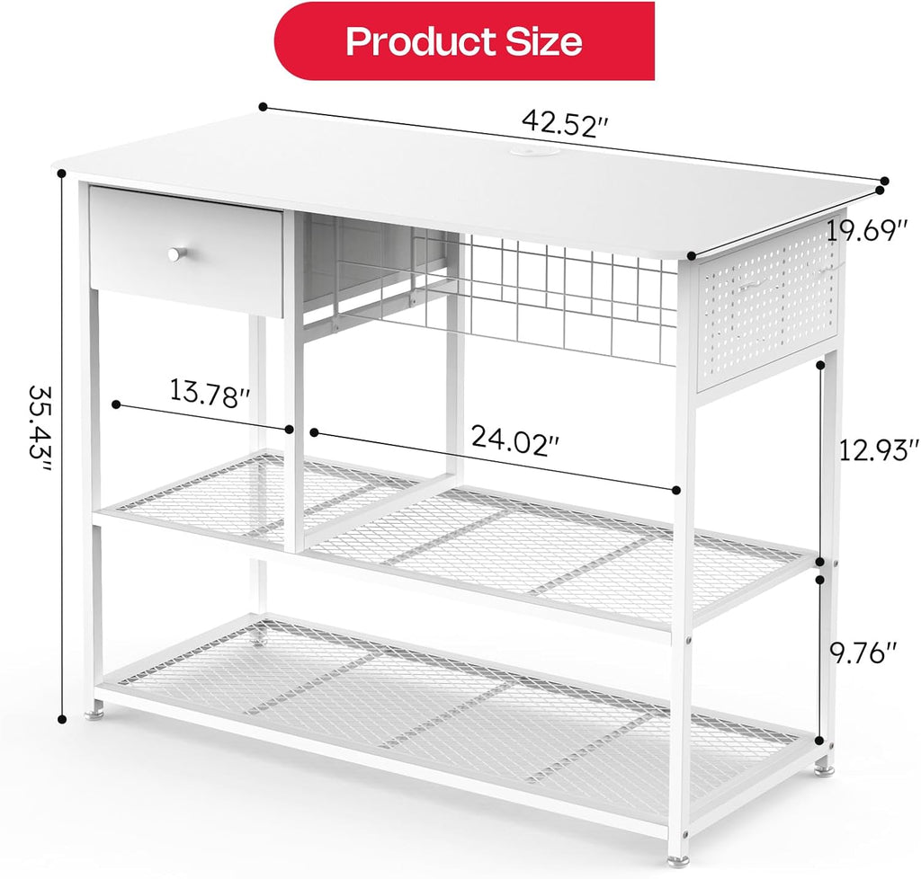 Crafit Extra Large Heat Press Table, Heat Press Stand Desk Cart with Vinyl Storage, Multi-Purpose Heavy Duty Metal Workbench for DIY Sublimation, T-Shirts Caps Mug & Tumbler Heat Transfer Projects