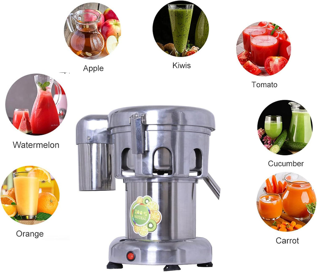 Commercial Juice Extractor, 370W Juicer Machine, Fruit and Vegetables Juice Maker, Commercial Juice Extractor Stainless Steel Heavy Duty, 2800r/min