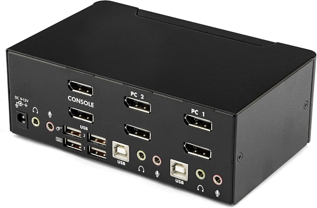 StarTech.com 2-Port DisplayPort KVM Switch - Dual-Monitor - 4K 60 - with Audio & USB Peripheral Support - DP 1.2 - USB Hub, TAA (SV231DPDDUA2)