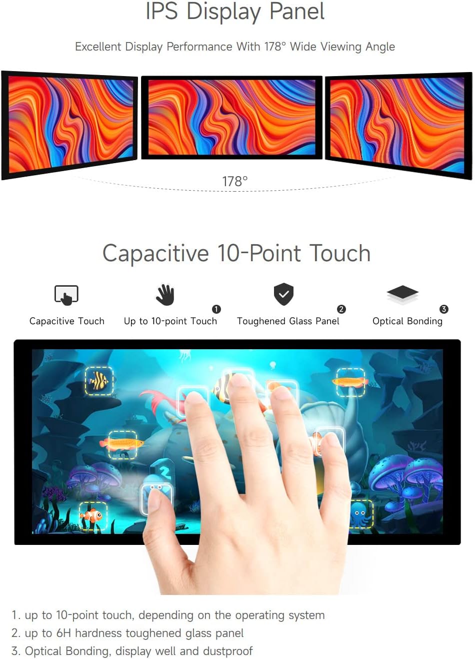 waveshare 10.4inch QLED Quantum Dot Display, 1600×720 Resolution, Compatible with Raspberry Pi 5/4B/3B/Zero/Zero W/Zero 2W/Pico/Pico W/Pico WH, Jetson Nano and PC