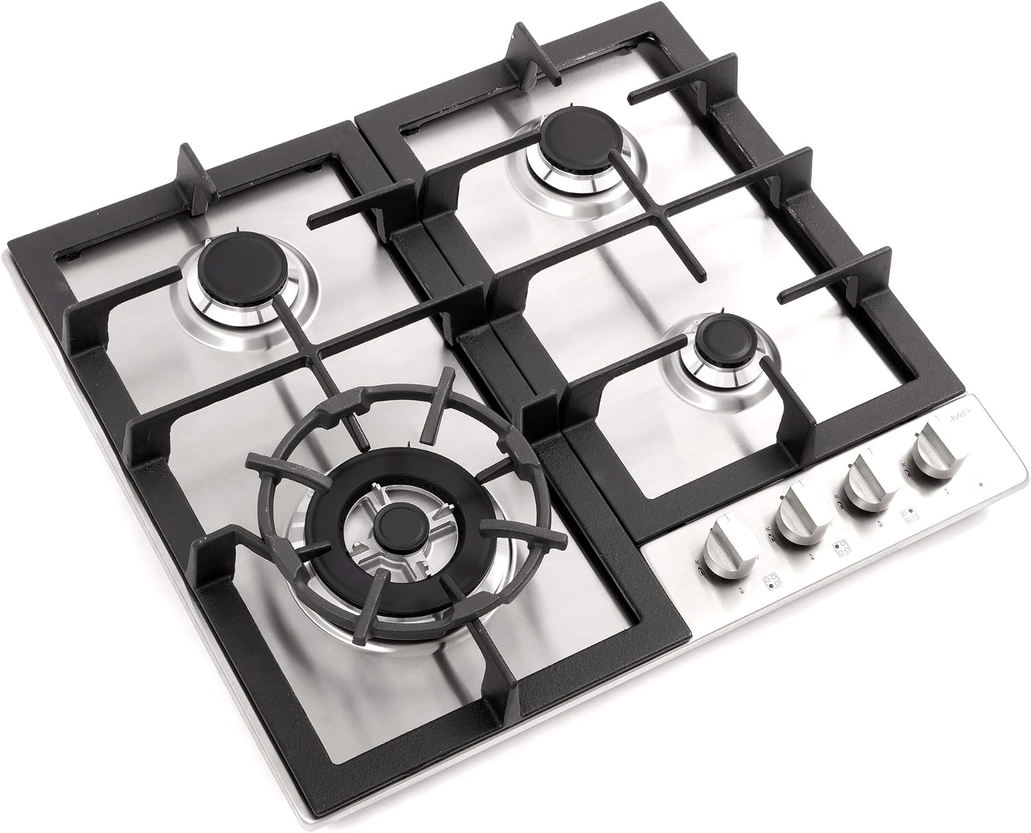 COSMO 640STX-E 24 in. Gas Cooktop with 4 Sealed Burners, Drop-In Counter-Top Cooker Cooktop with Cast Iron Grate and Melt-Proof Metal Knobs in Stainless Steel