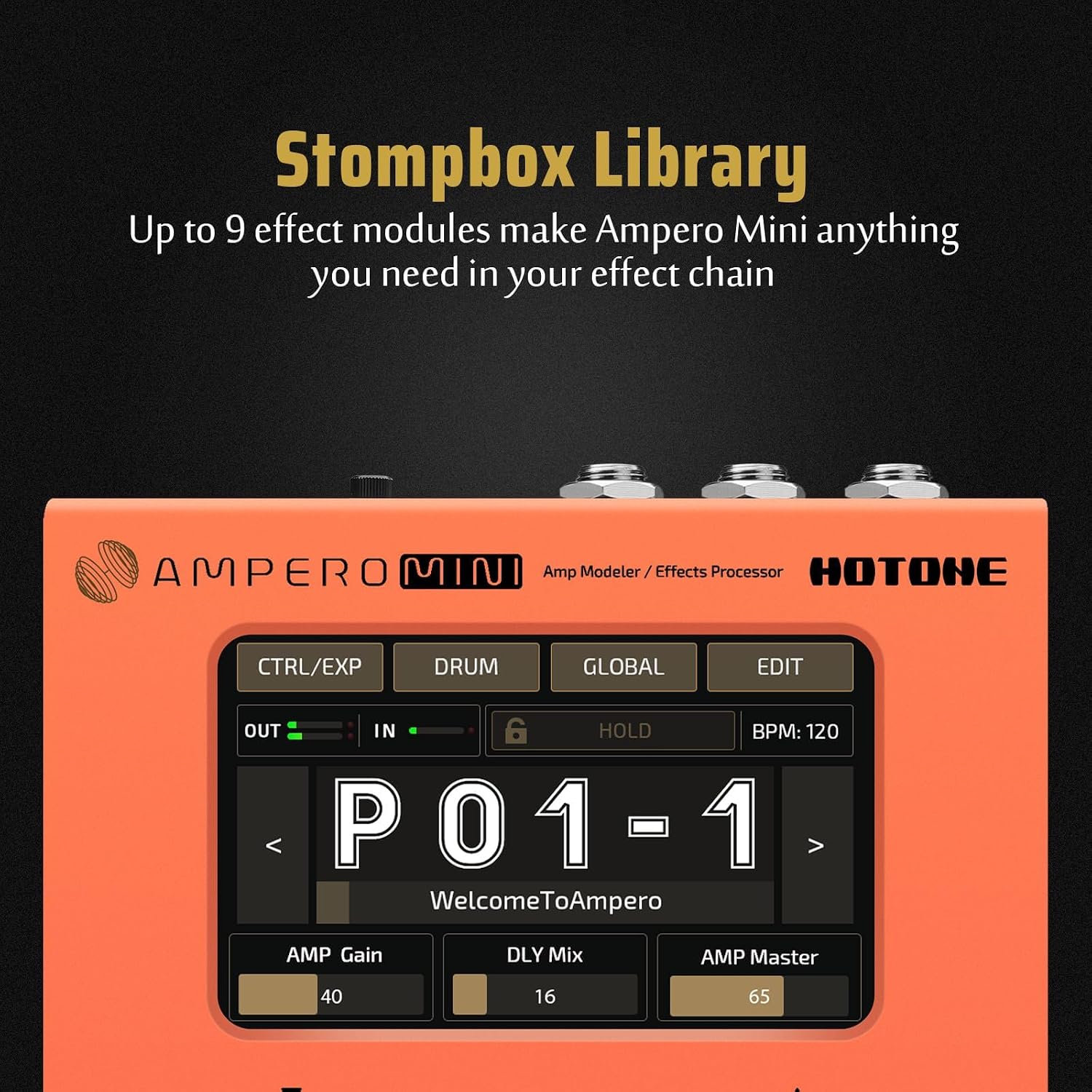 HOTONE Multi Effects Processor Pedal Guitar Bass Amp Modeling IR Cabinets Simulation Multi LanguageStereo OTG USB Audio Interface Ampero Mini MP-50 (Include 10 PCS Additional Footswitch Toppers)