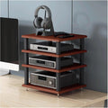 Audio Rack 2/3/4 Tier Stereo Rack Audio Equipment Rack Audio Stereo Shelf Wooden HiFi Rack Audio-Video Shelving HiFi Rack Shock Durable(Brown,4 Tier)