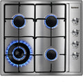 Karinear 24 Inch Gas Cooktop - 4 Burner Stainless Steel Gas Hob, NG/LPG Dual Fuel with Thermocouple Protection for Apartments (Includes Pressure Regulator)