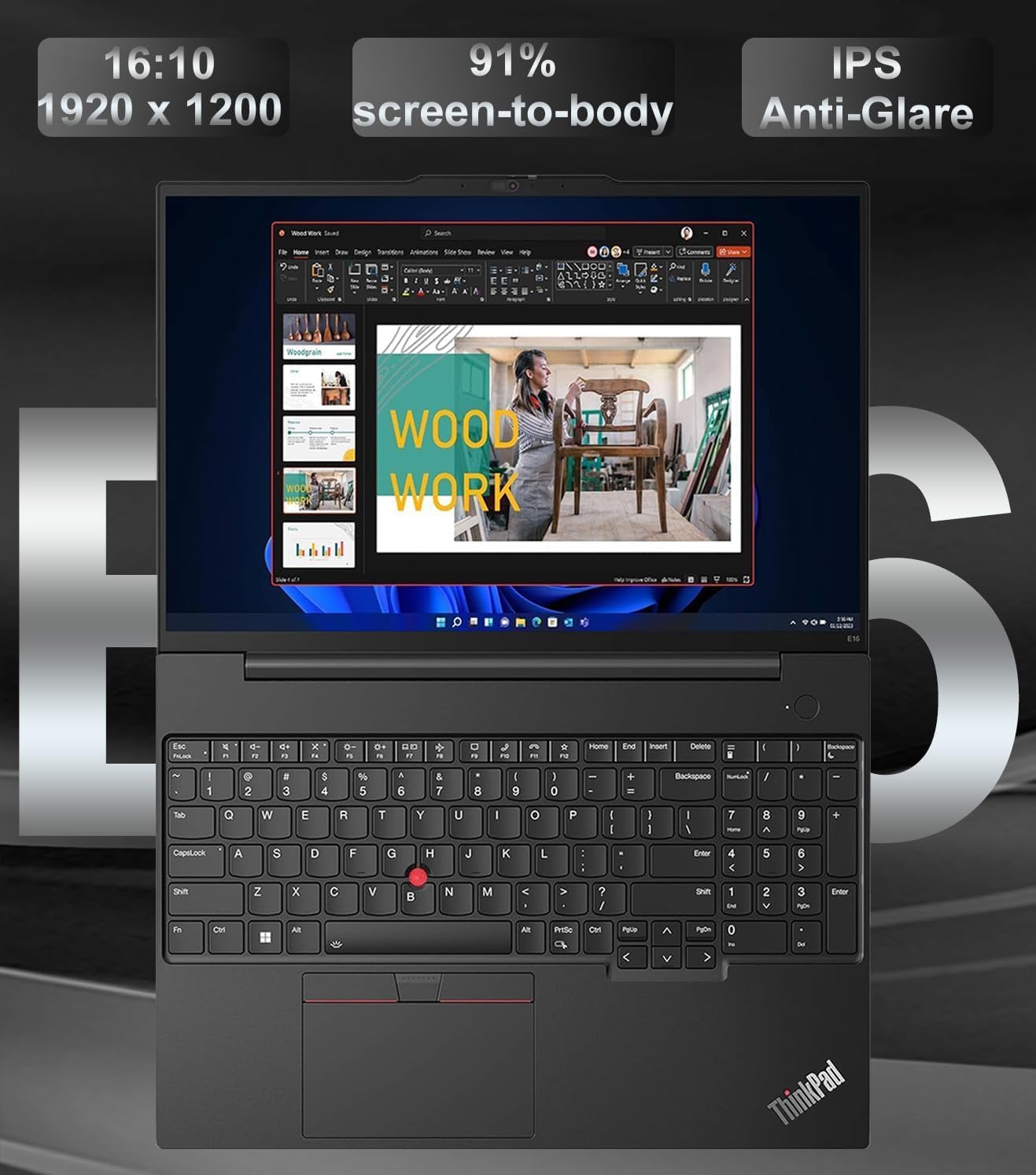 Lenovo ThinkPad E16 G2 Laptop Computer, 16' FHD+, AMD 8-Core Ryzen 7 7735HS, 16GB DDR5 RAM, 1TB PCIe SSD, WiFi 6E, Windows 11 Pro