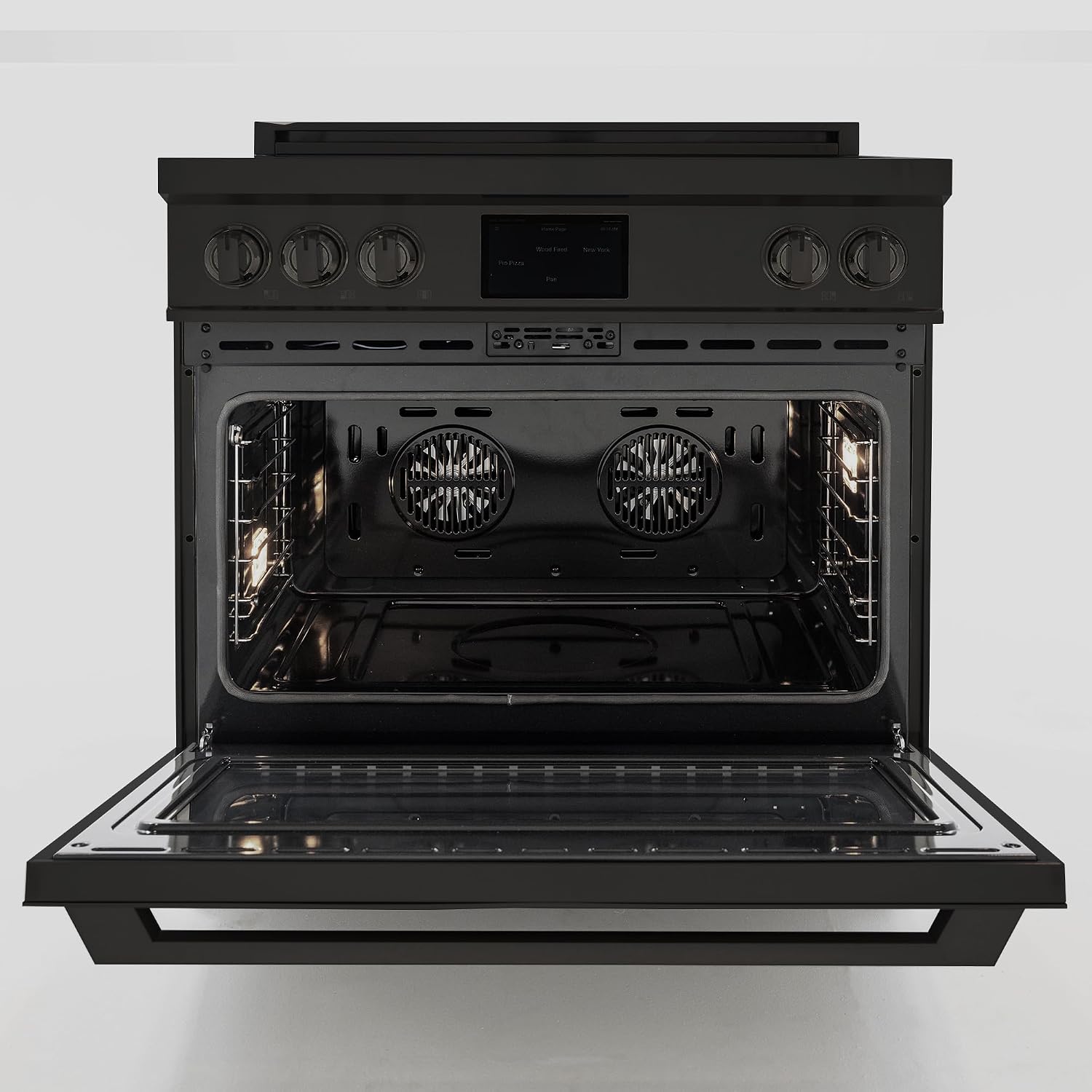 36 Inch Professional Induction Range with Convection Oven, Air Fry, 5 Burner Electric Stove, Pizza Stone - Black Stainless Steel