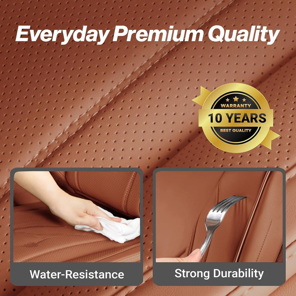 Coverland Custom Car Seat Covers Compatible with 2004-2008 Toyota Solara Convertible - Premium Leather Non-Slip Memory Foam Waterproof Seat Cover Custom fit Interior Protector [Full Set-Camel Brown]