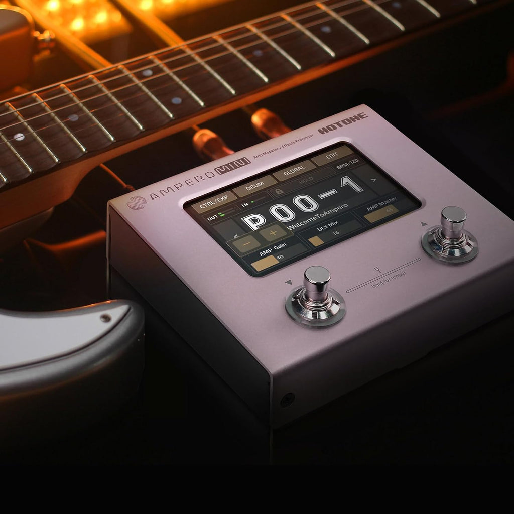 HOTONE Multi Effects Processor Pedal Guitar Bass Amp Modeling IR Cabinets Simulation Multi LanguageStereo OTG USB Audio Interface Ampero Mini MP-50 (Include 10 PCS Additional Footswitch Toppers)
