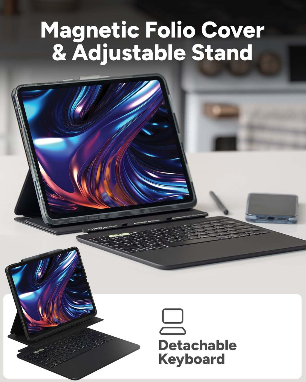 ZAGG Pro Keys 2 iPad Pro 13' (M5)/ Pro 13' (M4) Keyboard Case - Wireless Keyboard & Detachable Folio Case | Laptop-Style Backlit Keys, Multi-Pairing Bluetooth, 6.6 ft Drop Protection