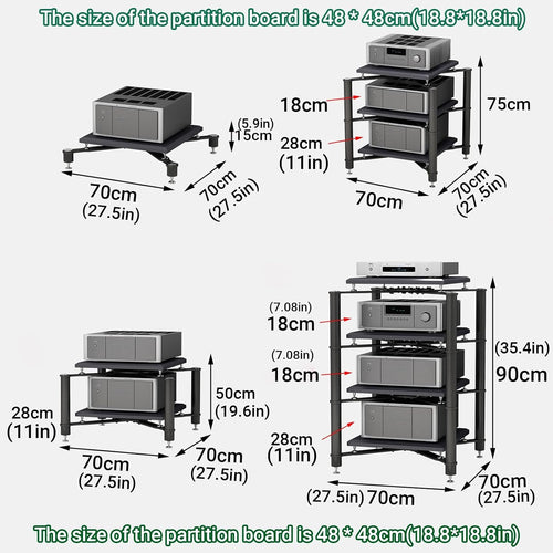 1/2/3/4-layer av Media Stand,Audio Equipment Rack,Corner Media Cabinet,Stereo Cabinet,Audio-Video Shelving,for Family Entertainment Center(Black,2-Layer)