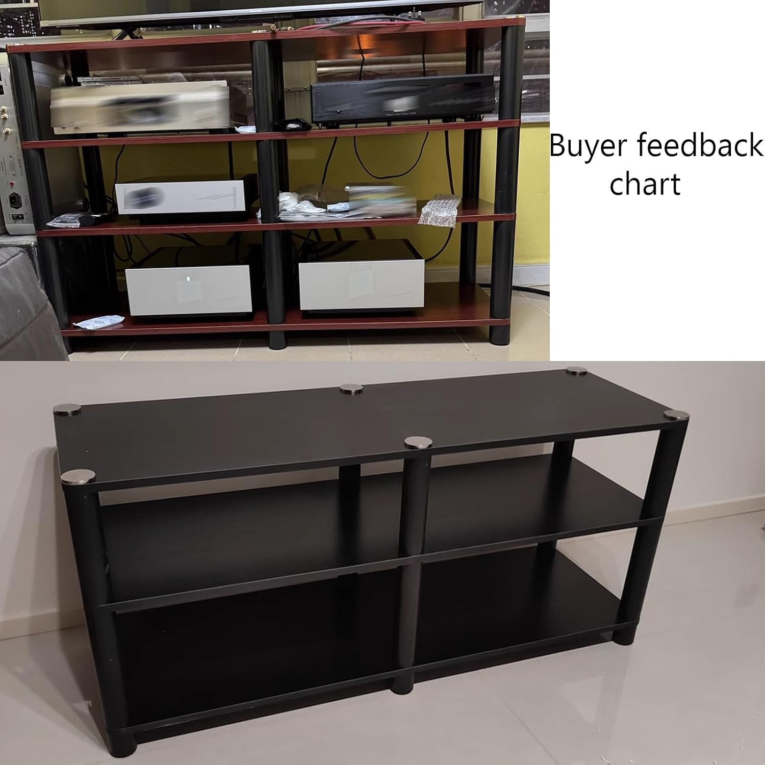 AV Media Stand, Audio Rack Corner Component Cabinet, Open Storage Shelf, Power Amplifier Shelf Equipment, TV Printer Storage Stand, for Home, Office(White,4 Tier 70CM27.5in)