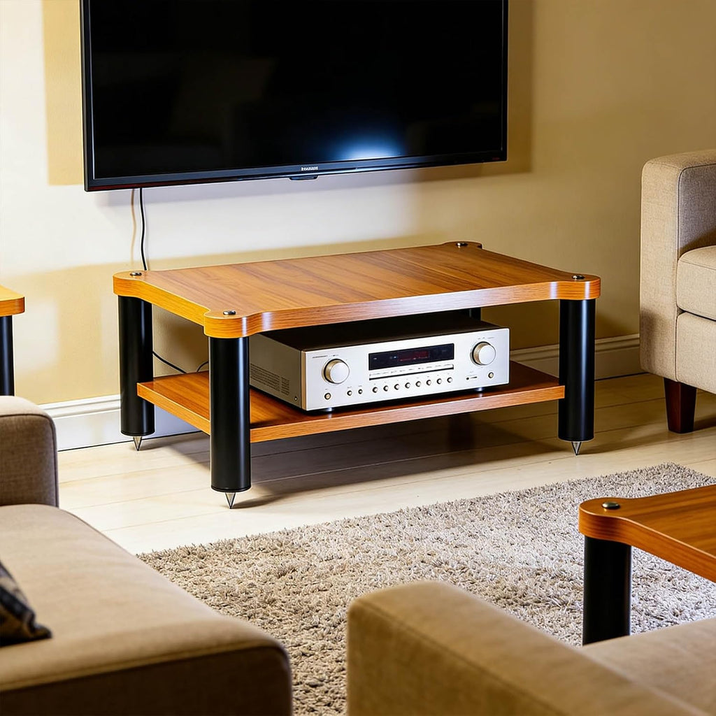 23.62in Double Layer Vibration Damping Amplifier Rack Stackable Audio Equipment Shelf Home Theater Living Room Study(60 * 48 * 28cm)