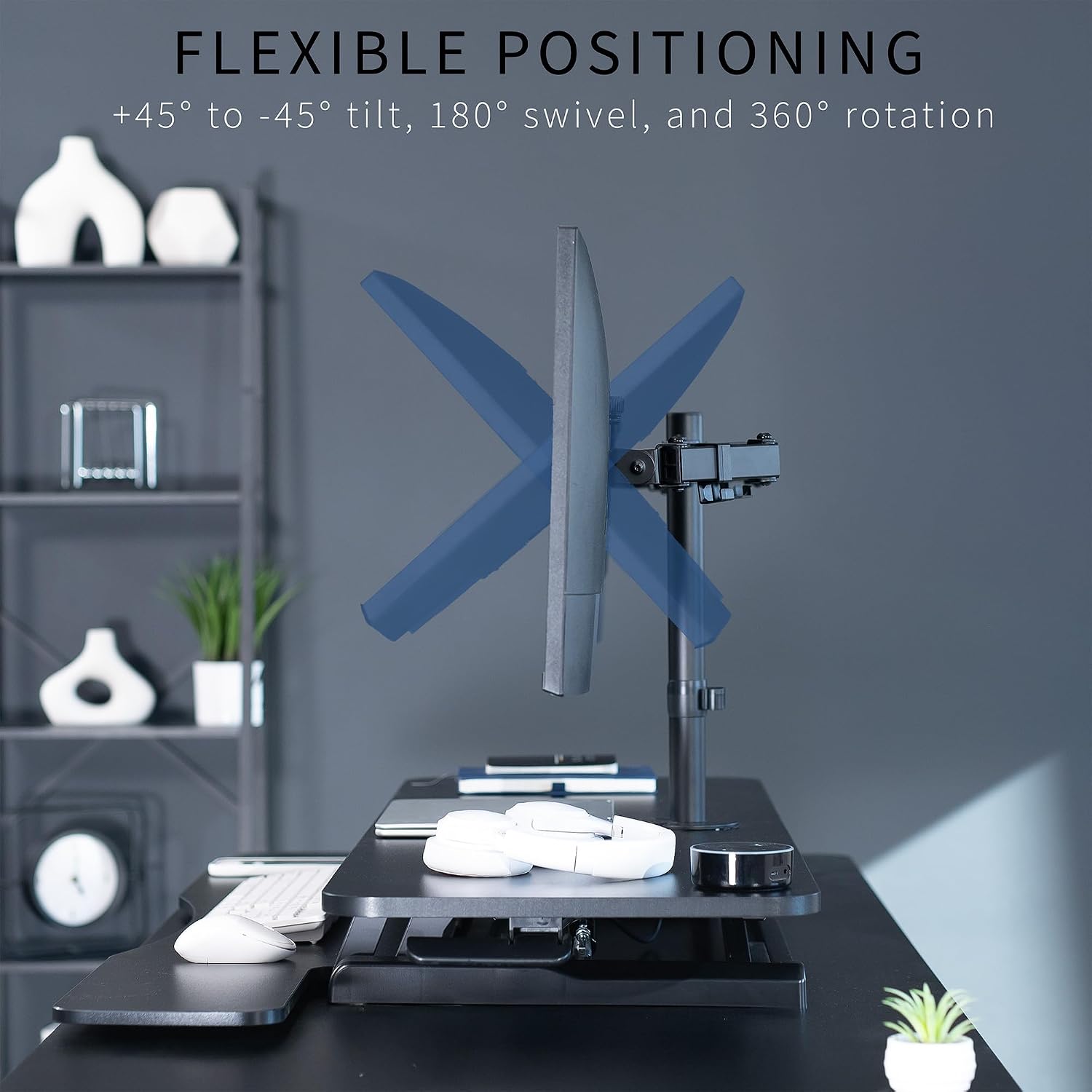 VIVO Height Adjustable 48 inch Standing Desk Converter with Dual 13 to 30 inch Monitor Stand, Sit Stand Monitor Mount and Desk Riser, Black, DESK-V048KB-M2